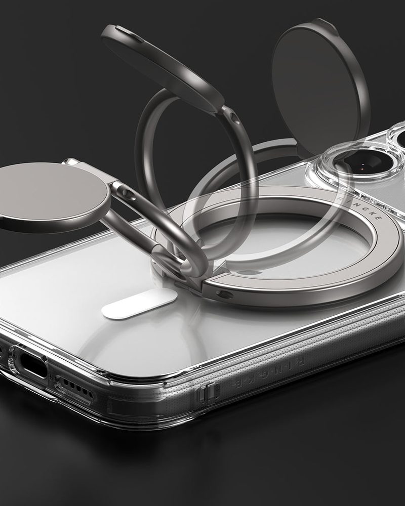 The holder’s hinge, magnet disc, and ring in detail.