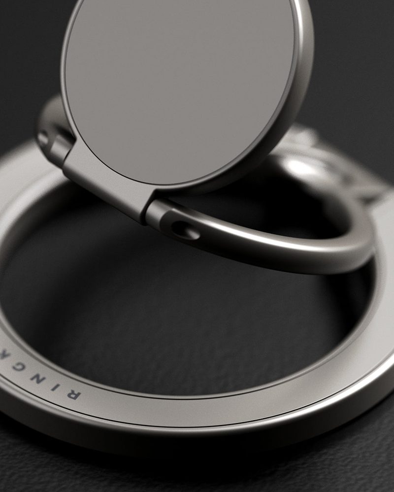Macro of the ring and its finish on a dark surface.